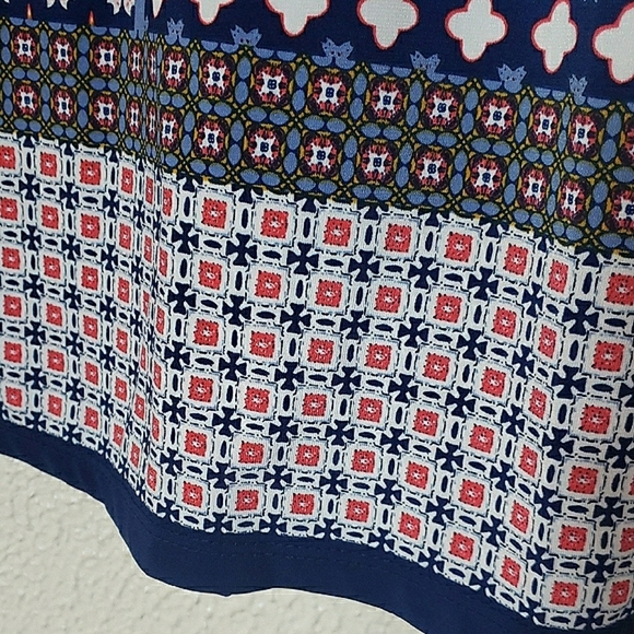 Max Studio Sleeveless Midi Dress Blue White Orange Geometric Medallion Size XS - Picture 7 of 10